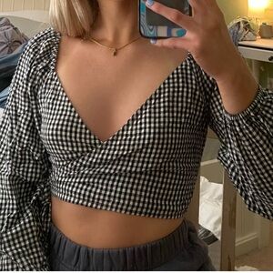 cropped gingham blouse
